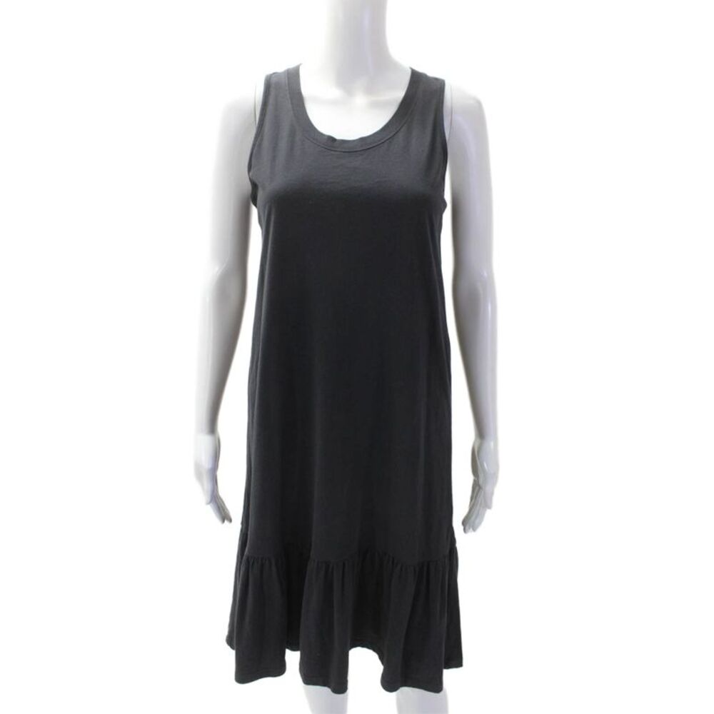 Leallo Women Tank Shift Dress Black Cotton Sleeveless Size S
